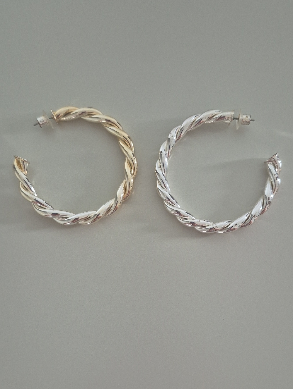 DANNIJO Naomi Twisted Silver Hoop Earrings - 3"